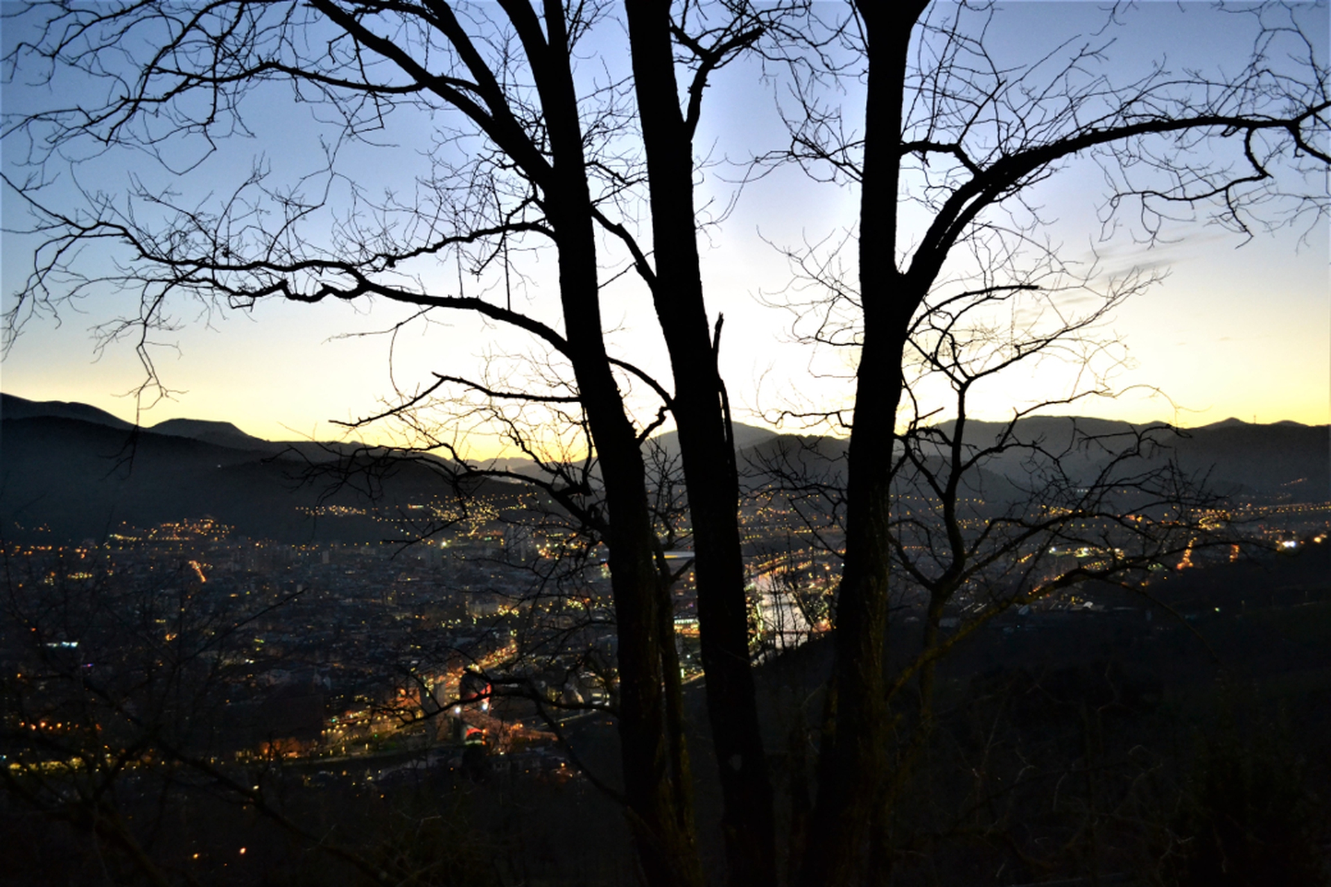 Il panorama al tramonto di Bilbao