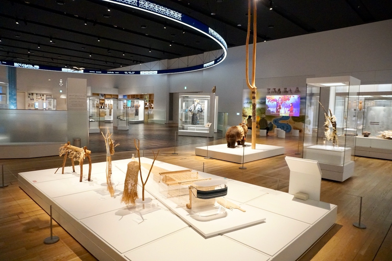 Upopoy museum main exhibition hall Ainu artefacts