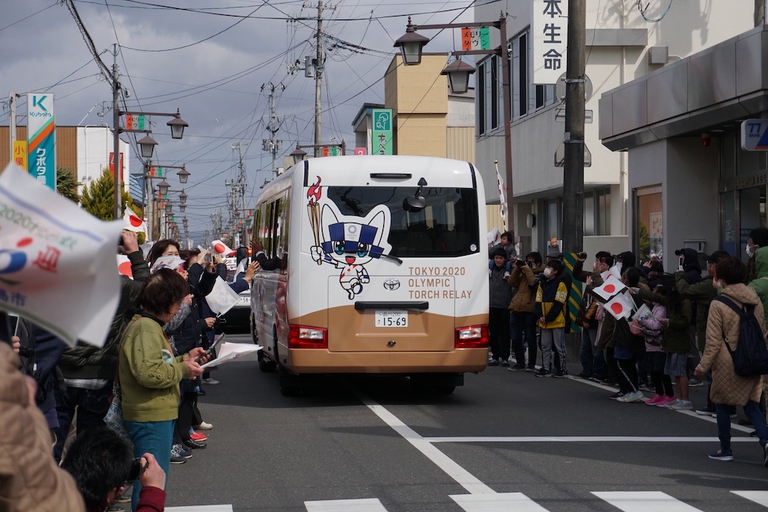 tokyo 2020, olympic flame, matsushima, arrival, lighting