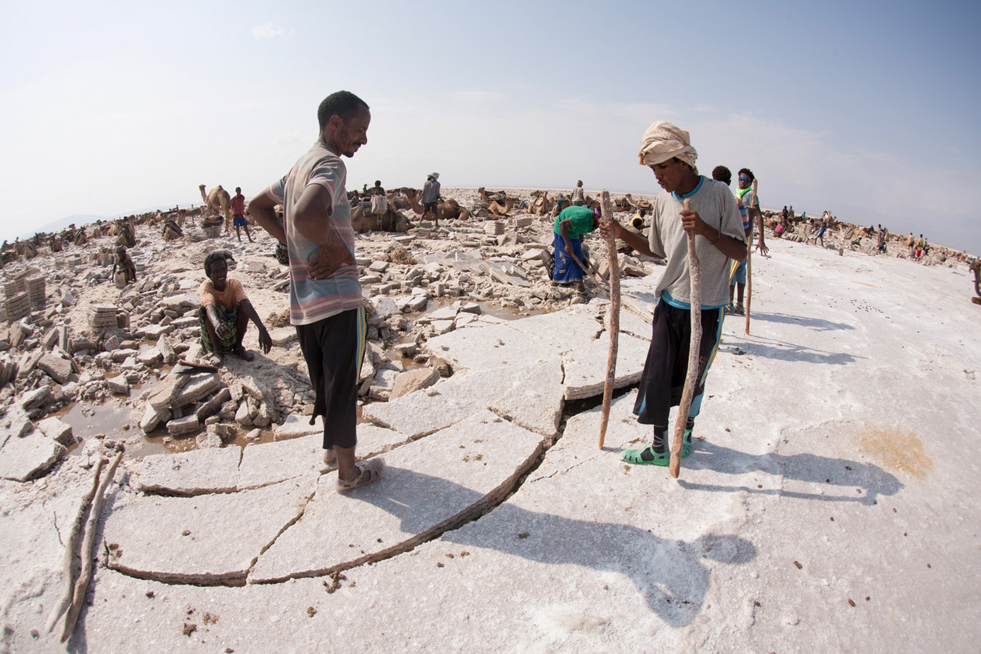 Lavori di estrazione dei blocchi di sale