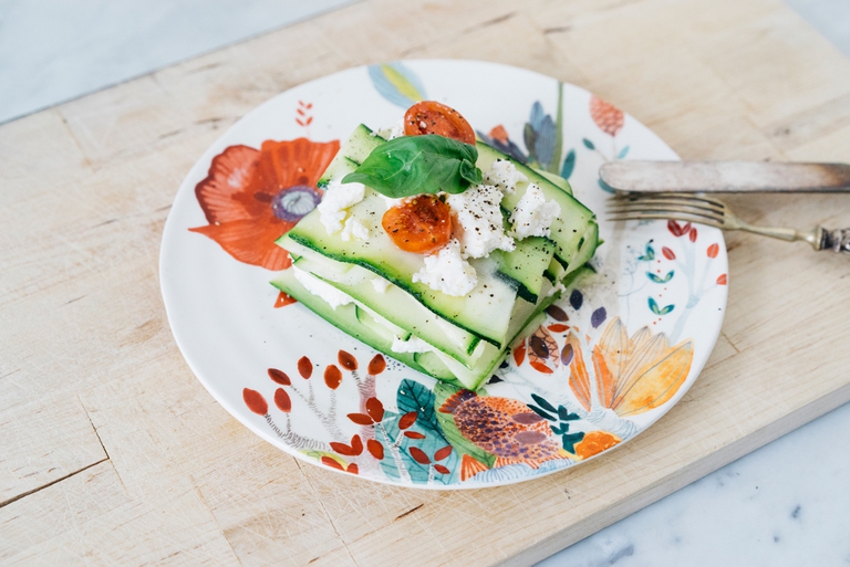 Lasagne di zucchine ricotta pomodorini