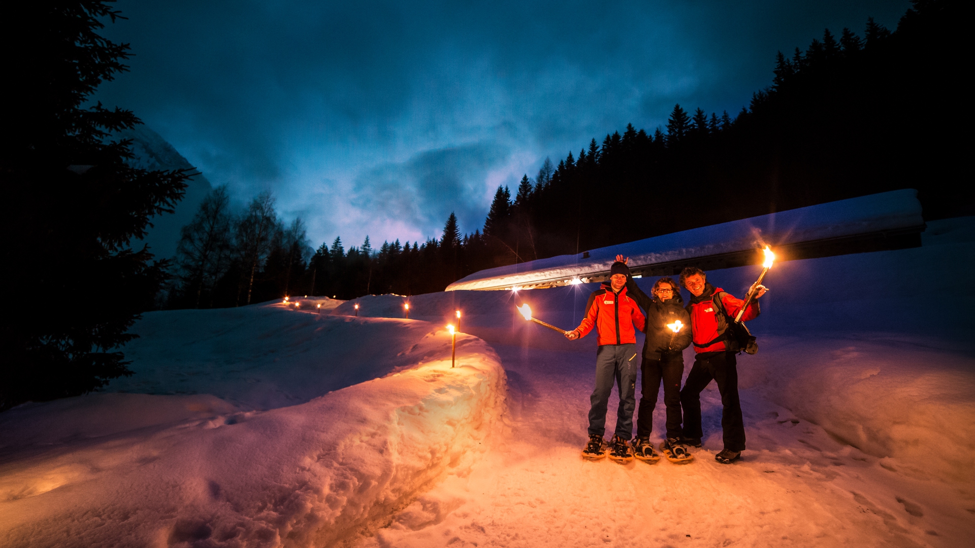 Ciaspole in Notturna malga Frattasecca