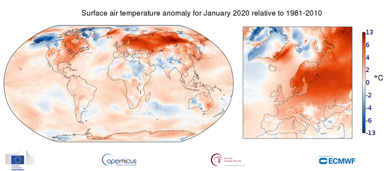 Gennaio 2020. Le temperature anomale registrate