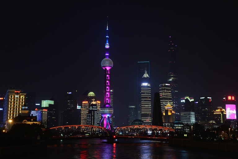 shanghai skyline night