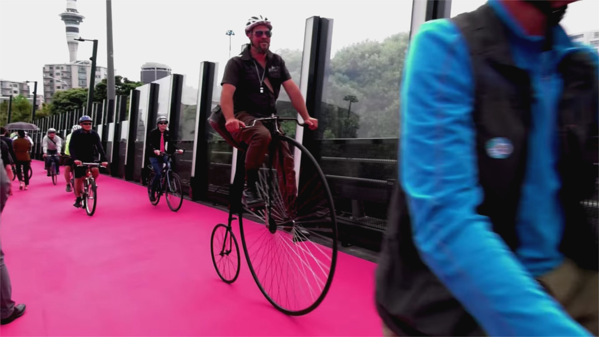 Auckland's cycling lane with Penny farthing