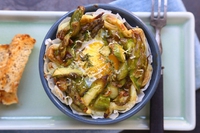 Tortino di asparagi, con uovo e stracchino al timo