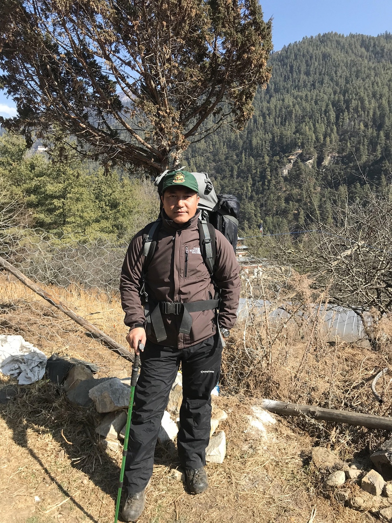 Phuntsho Thinley nel parco nazionale di Jigme Dorji