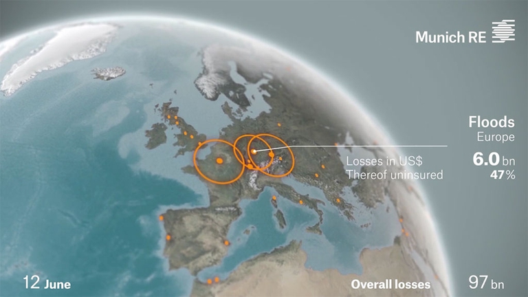 L'Europa ha avuto danni per 6 miliardi di dollari. © Munich Re