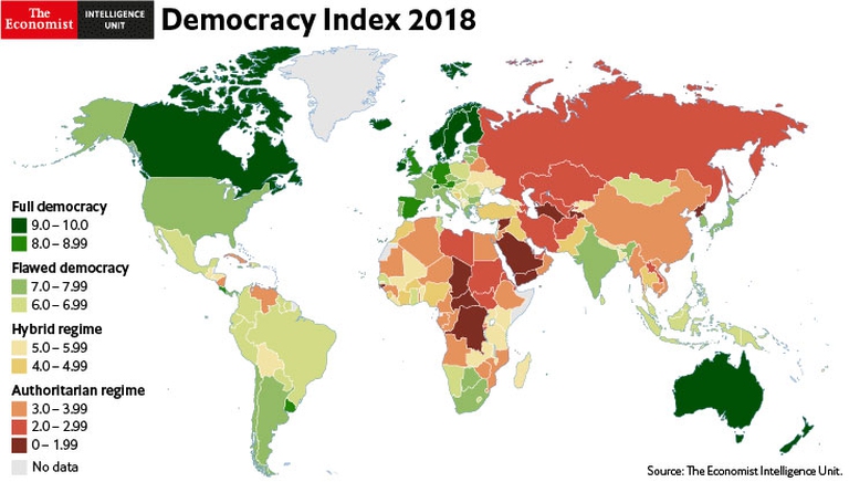 indice della democrazia 2018 economist