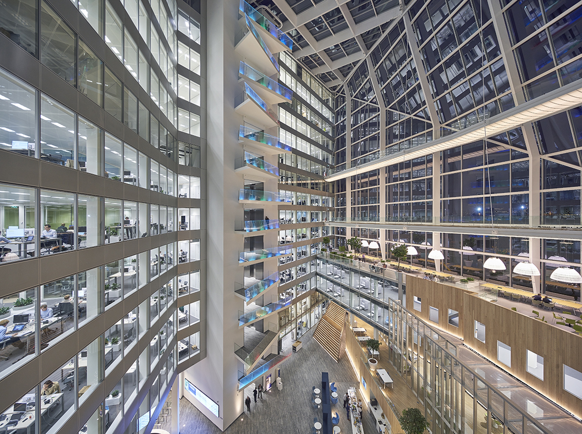The atrium of the Edge in Amsterdam