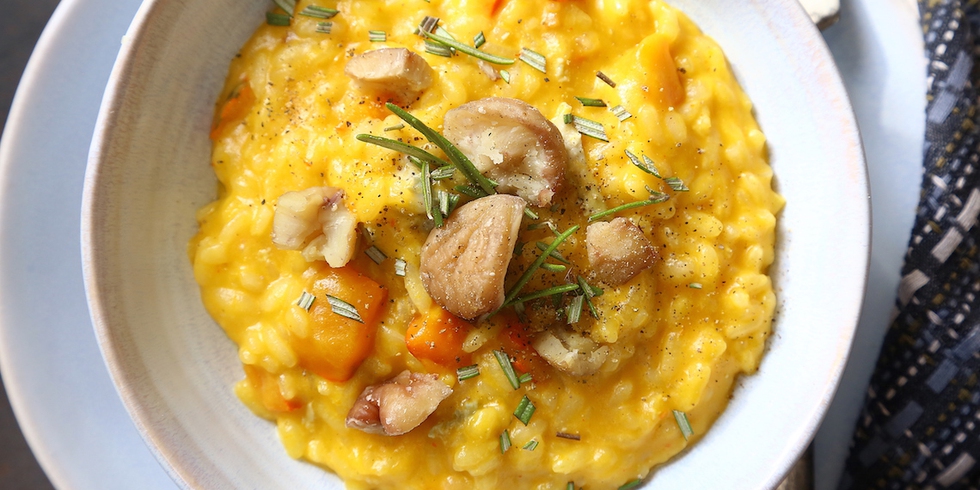 Risotto con zucca, gorgonzola e castagne