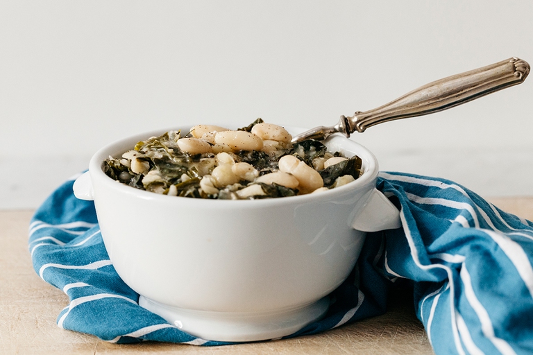 black cabbage and cannellini bean soup