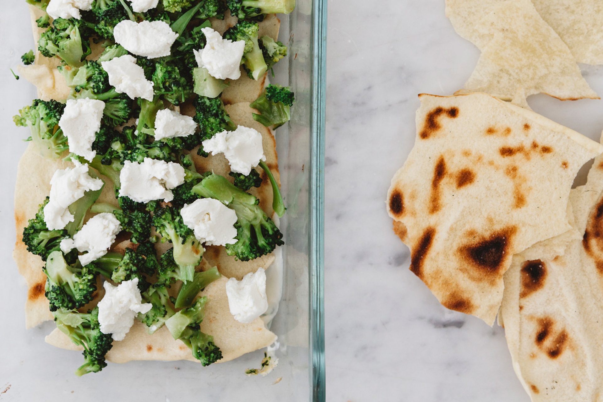Lasagne pane carasau broccoli e formaggio di capra