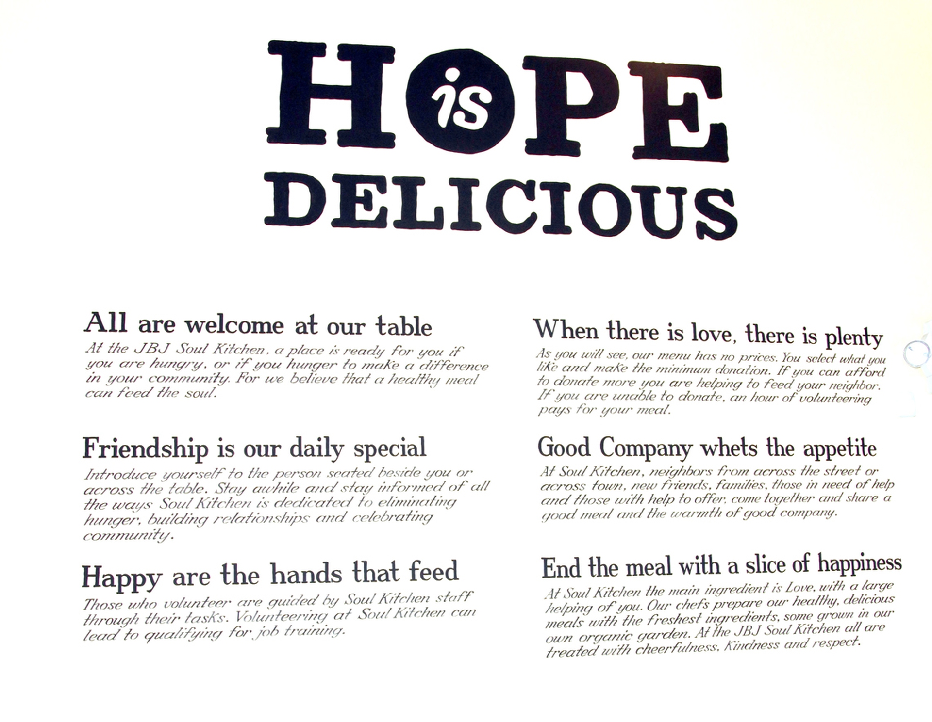 The manifesto of The Soul Kitchen