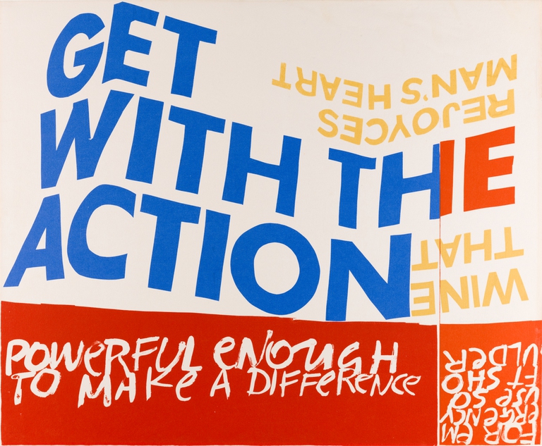 Mostra Get with the action, SFMOMA, manifesto di Corita Kent