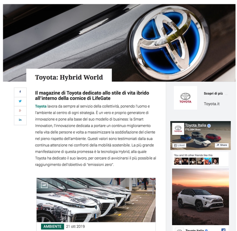 Toyota Hybrid World on LifeGate