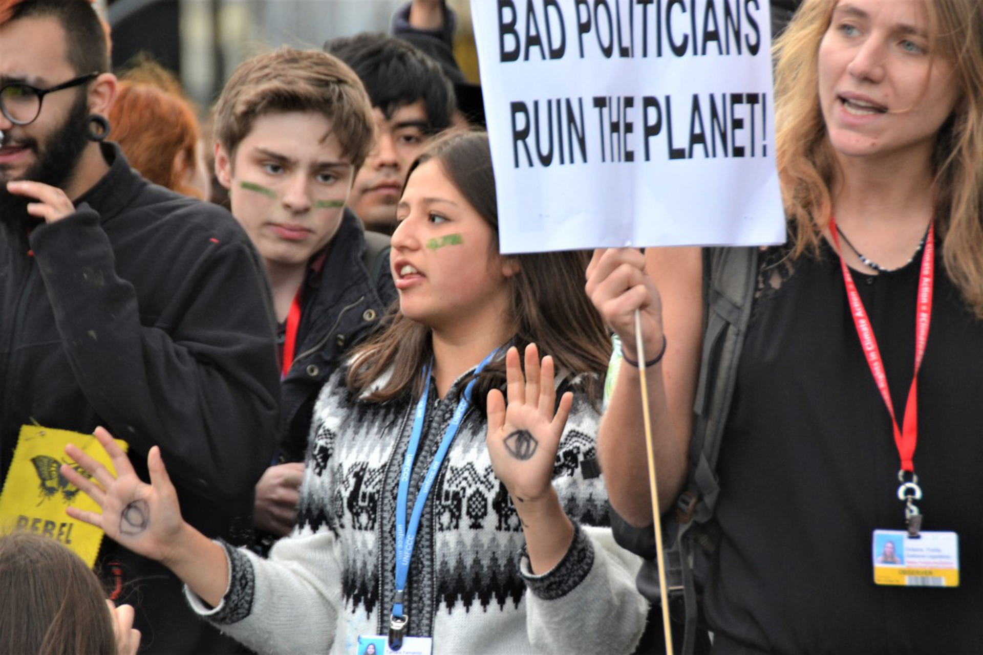 Activists protest at the COP25 in Madrid