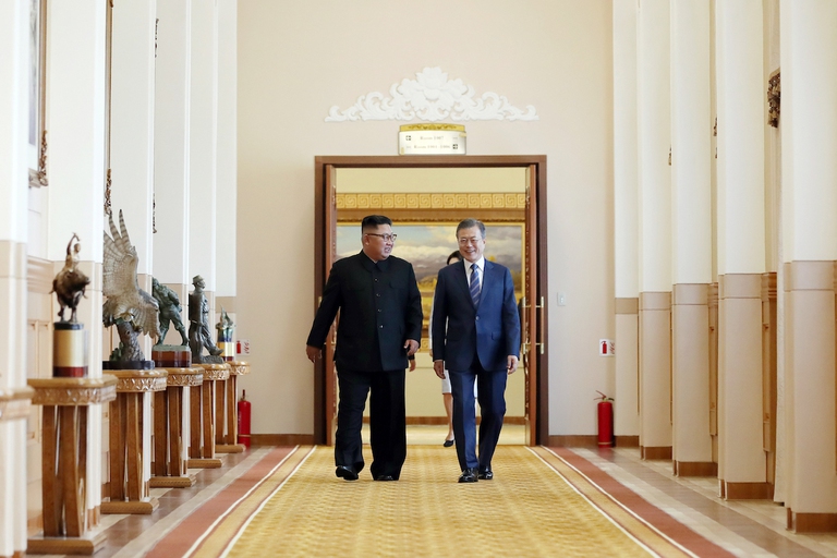 Kim Jong-un e Moon Jae-in si sono intrattenuti nella capitale della Corea del Nord per due giorni ©Pyeongyang Press Corps/Getty Images