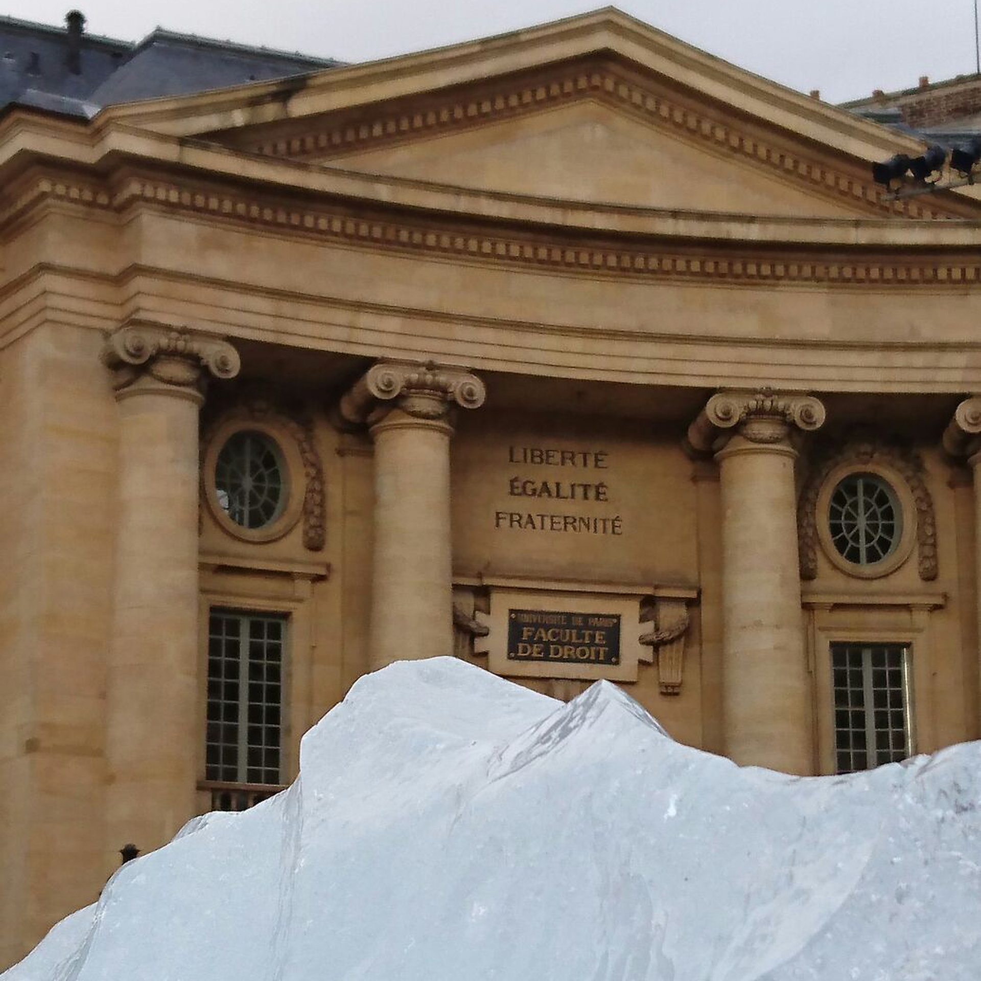 Blocks of Arctic ice in front of the Pantheon, Paris
