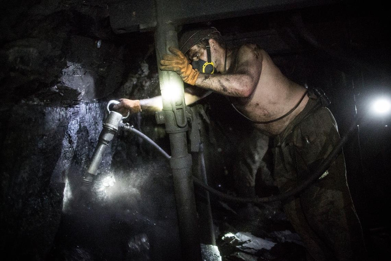 Minatore ucraino a Makeeva. Fine del carbone. Foto di Andrew Burton/Getty Images