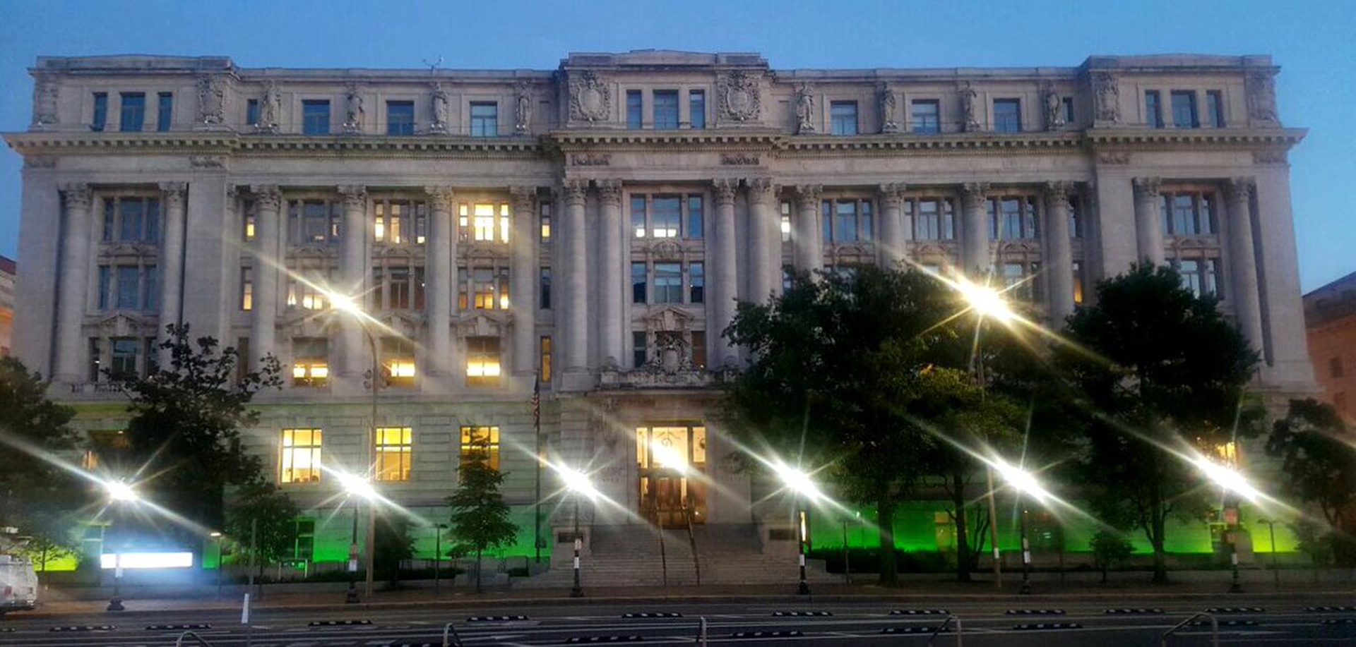 Cities light up green to stand for the Paris Agreement