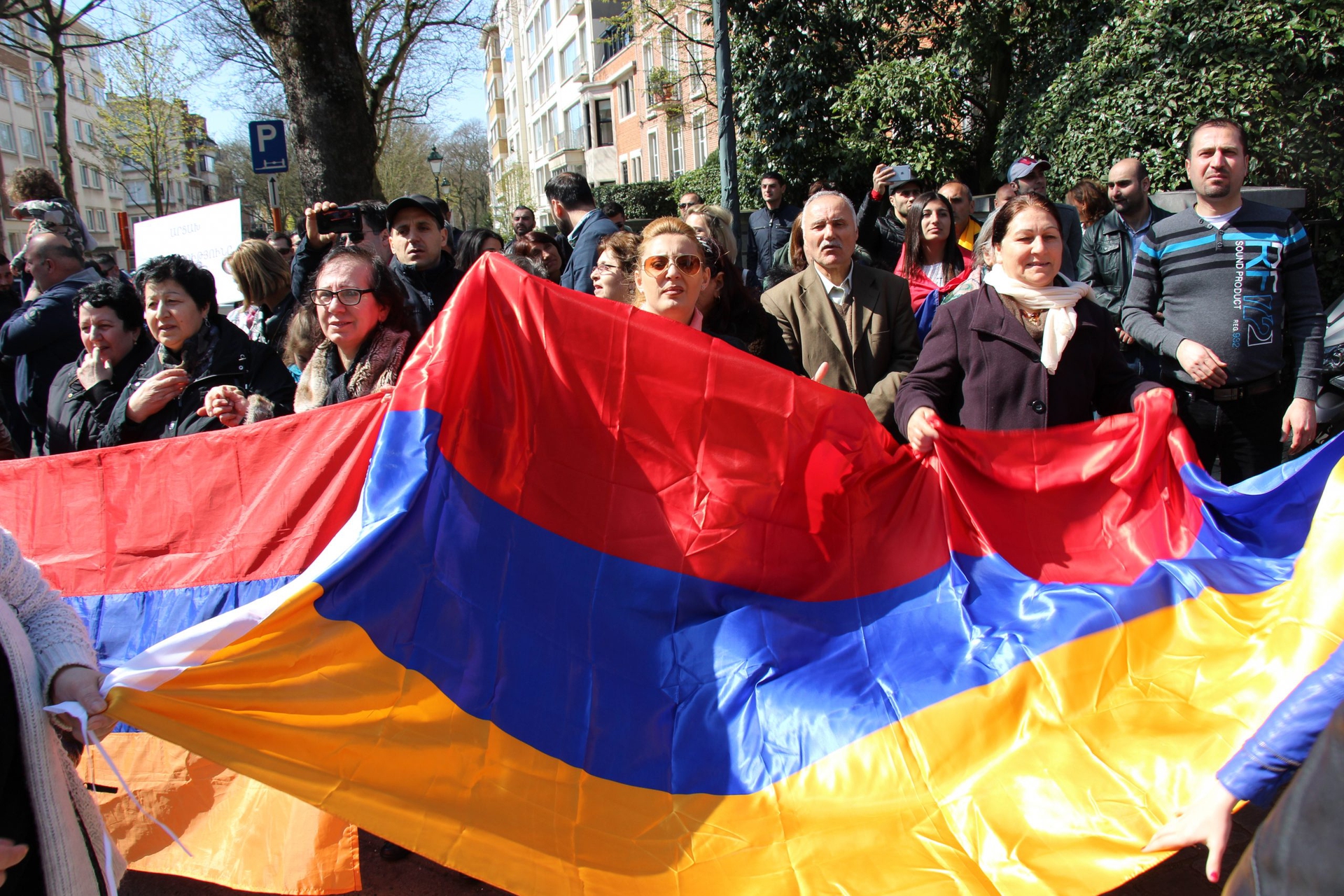 Stop Aliyev protest in front of the Azeri embassy in Brussels