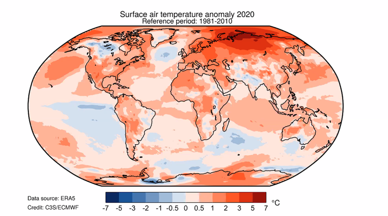 Le anomalie termiche registrate nel mondo nel 2020