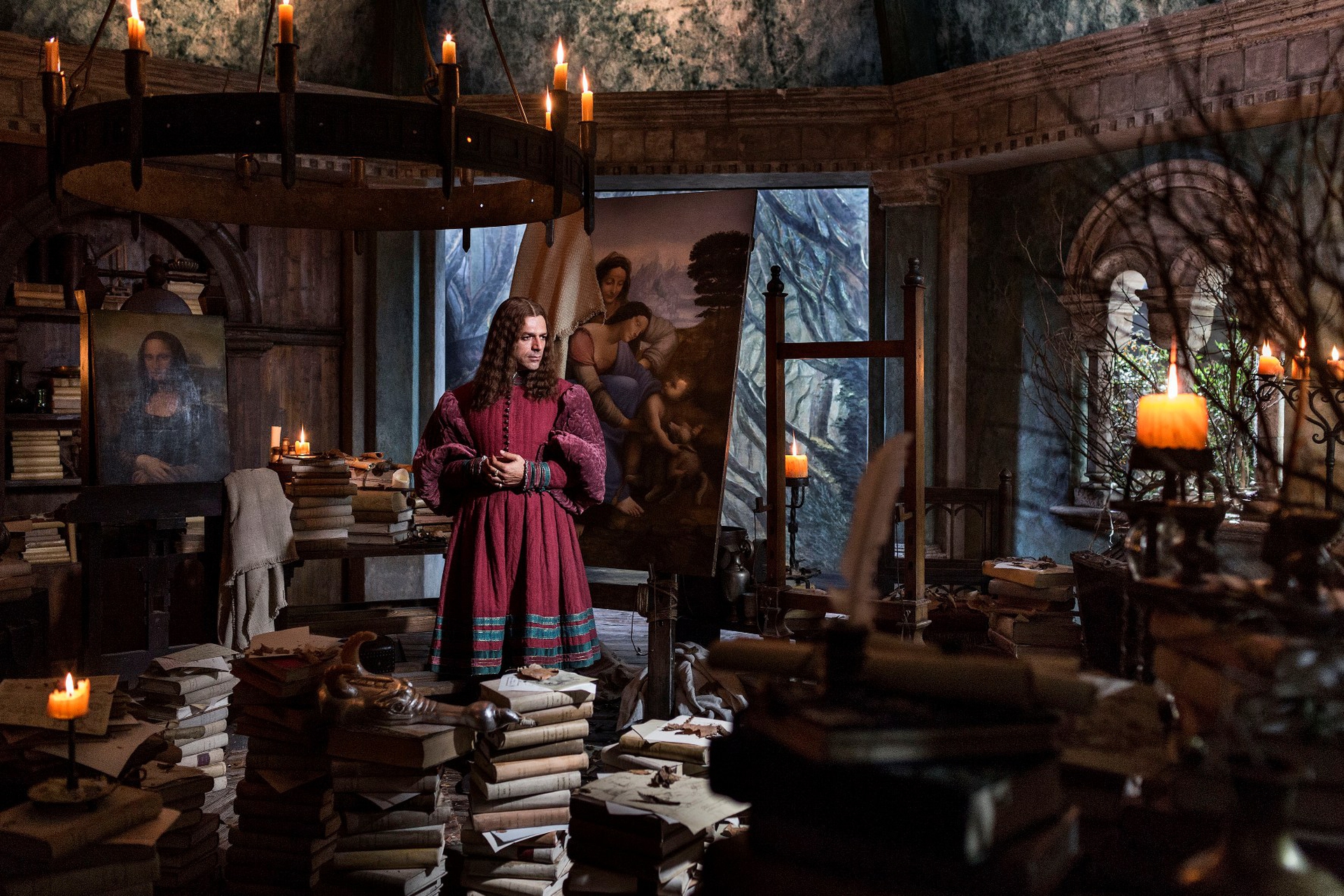 Leonardo da Vinci nel suo studio nel film Io, Leonardo