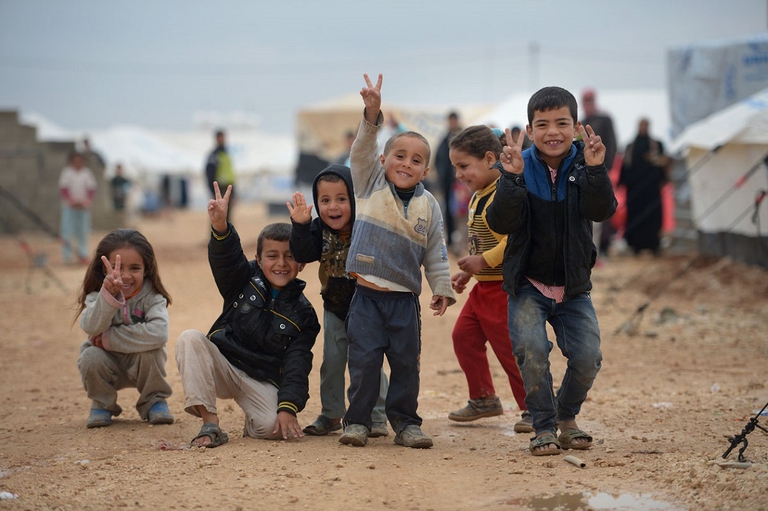 Bambini siriani in un campo profughi in Giordania