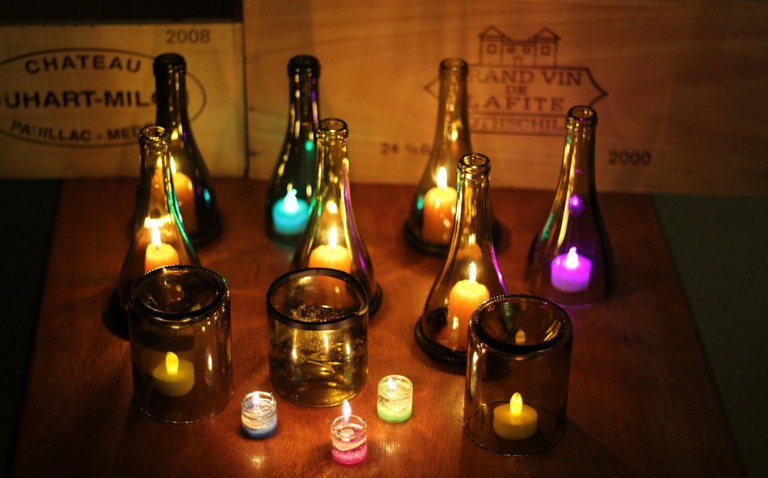 bottiglie vetro porta candele