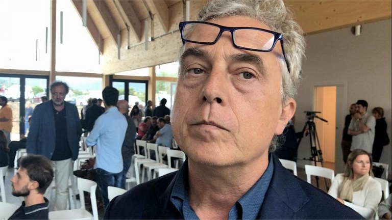 Stefano Boeri all'inaugurazione a Norcia, il 30 giugno 2017