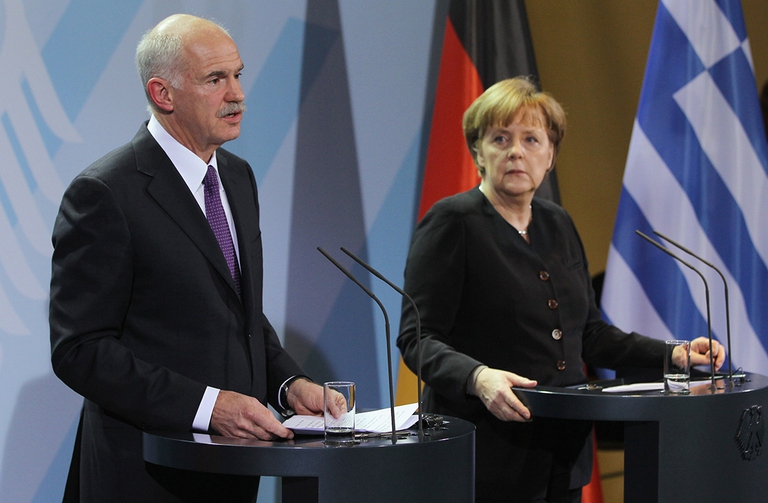 George Papandreou Angela Merkel