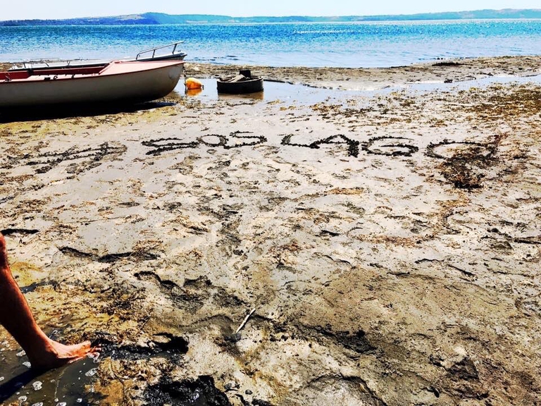 Il lago di Bracciano, alle porte di Roma, è a secco / via Twitter Edoardo Annucci (Legambiente)