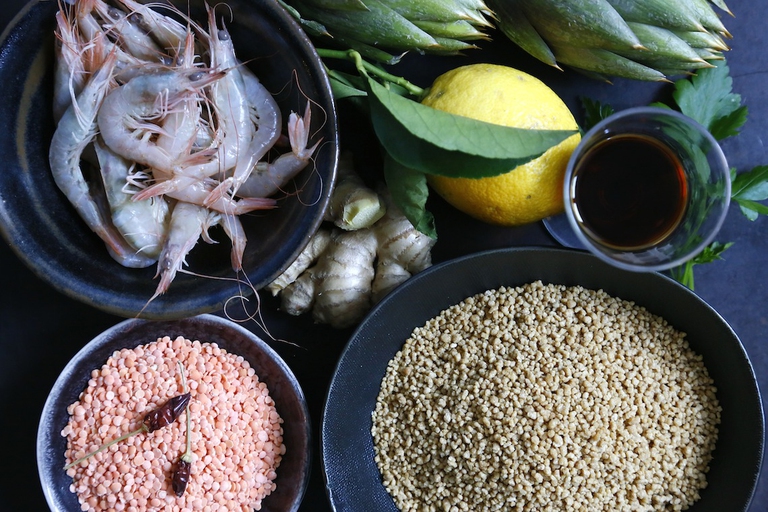 couscous integrale con gamberi