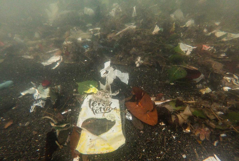Rifiuti plastici sul fondale marino in Campania
