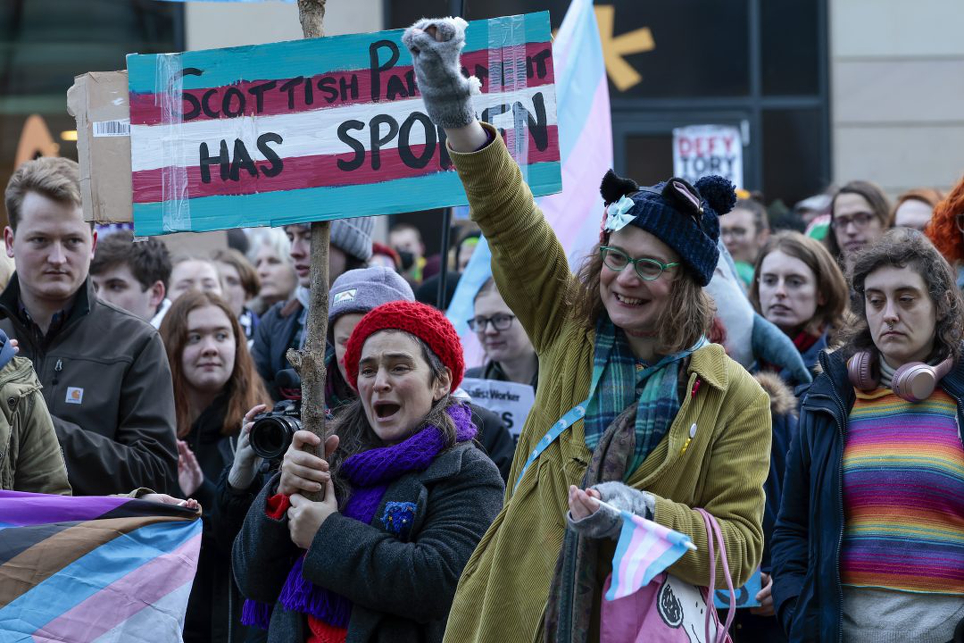 Trans Rights Protest Against UK Plan To Block Scotland's Gender Recognition Reform Bill