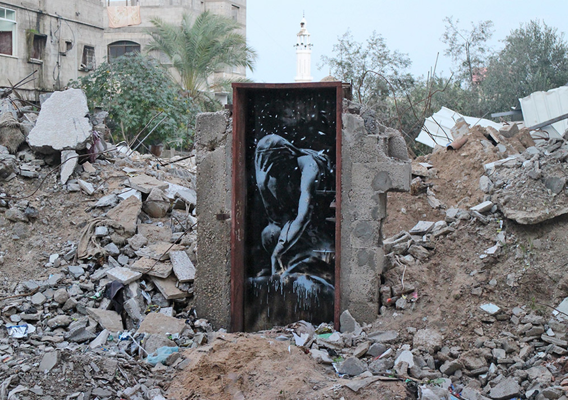 Banksy e Il pensatore a Gaza