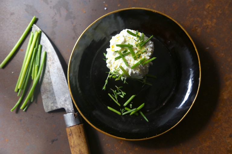 funghi shiitake grigliati con caprino