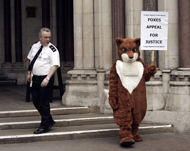 Manifestazione contro la caccia alla volpe