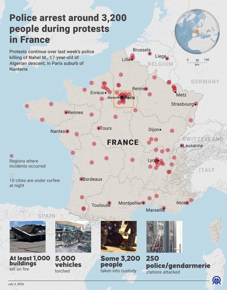 La mappa della rivolta in Francia