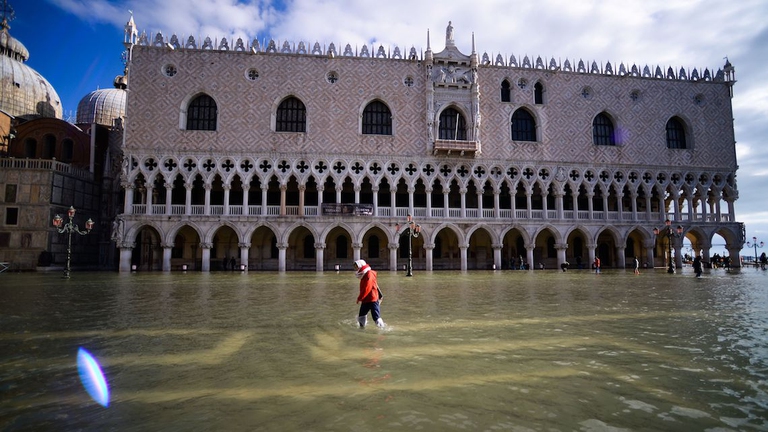 Piazza San Marco, in Venezia, underwater in November 2019
