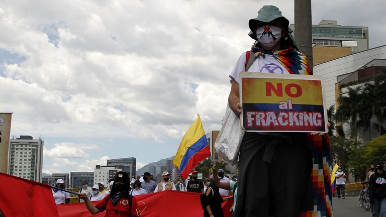 manifestazione contro il fracking in Colombia