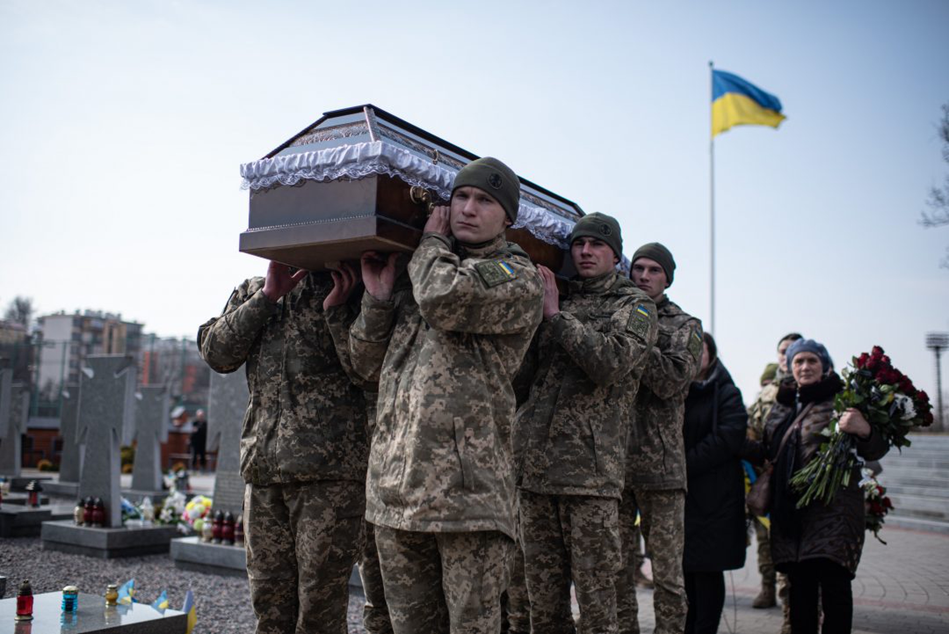 Funeral Held For Ukrainian Soldiers Killed In Attack Near Yavoriv