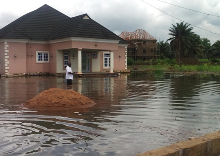 One of the flooded homes in Aggah, Nigeria © David Iheamnachor flooding Aggah, naoc, eni, nigeria