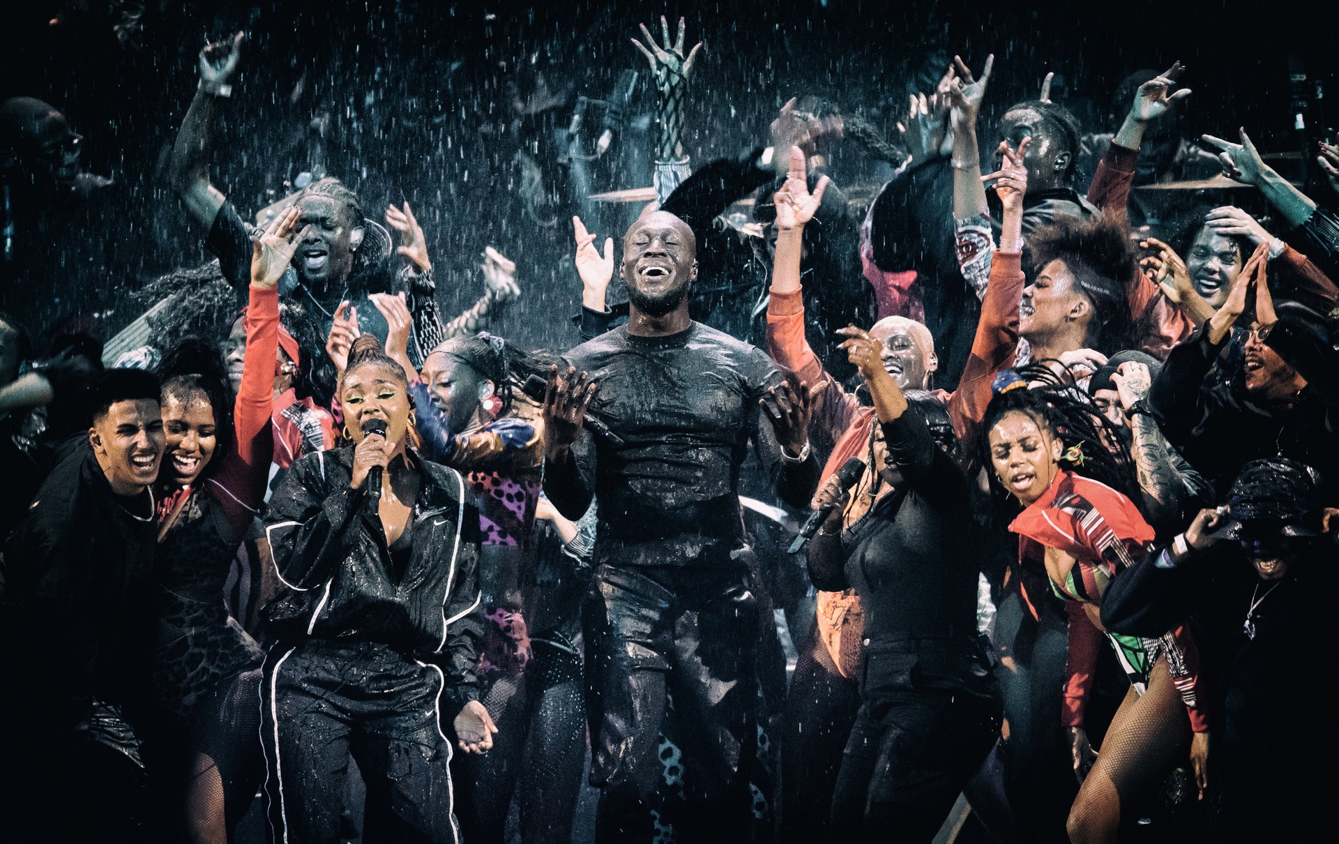 Stormzy performs at the BRIT Awards.