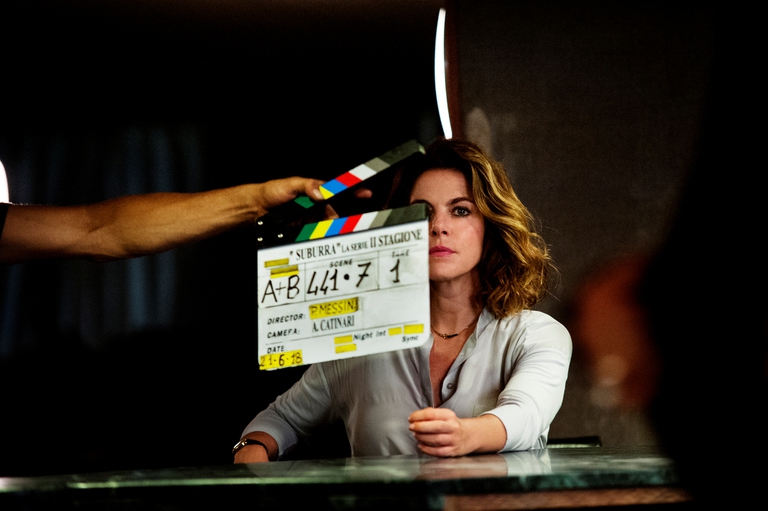 claudia gerini set suburra