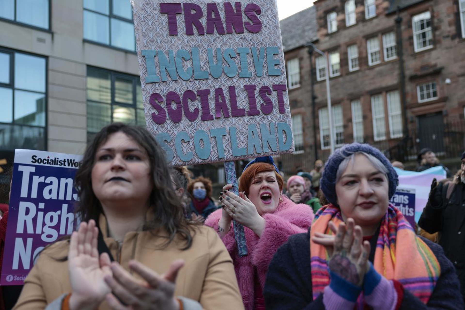 Trans Rights Protest Against UK Plan To Block Scotland's Gender Recognition Reform Bill