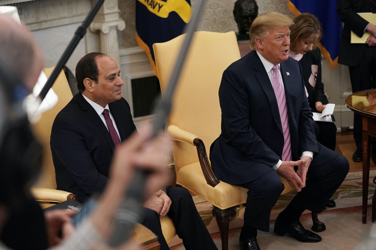 Il presidente egiziano Abdel-Fattah el-Sisi a un incontro con Donald Trump
