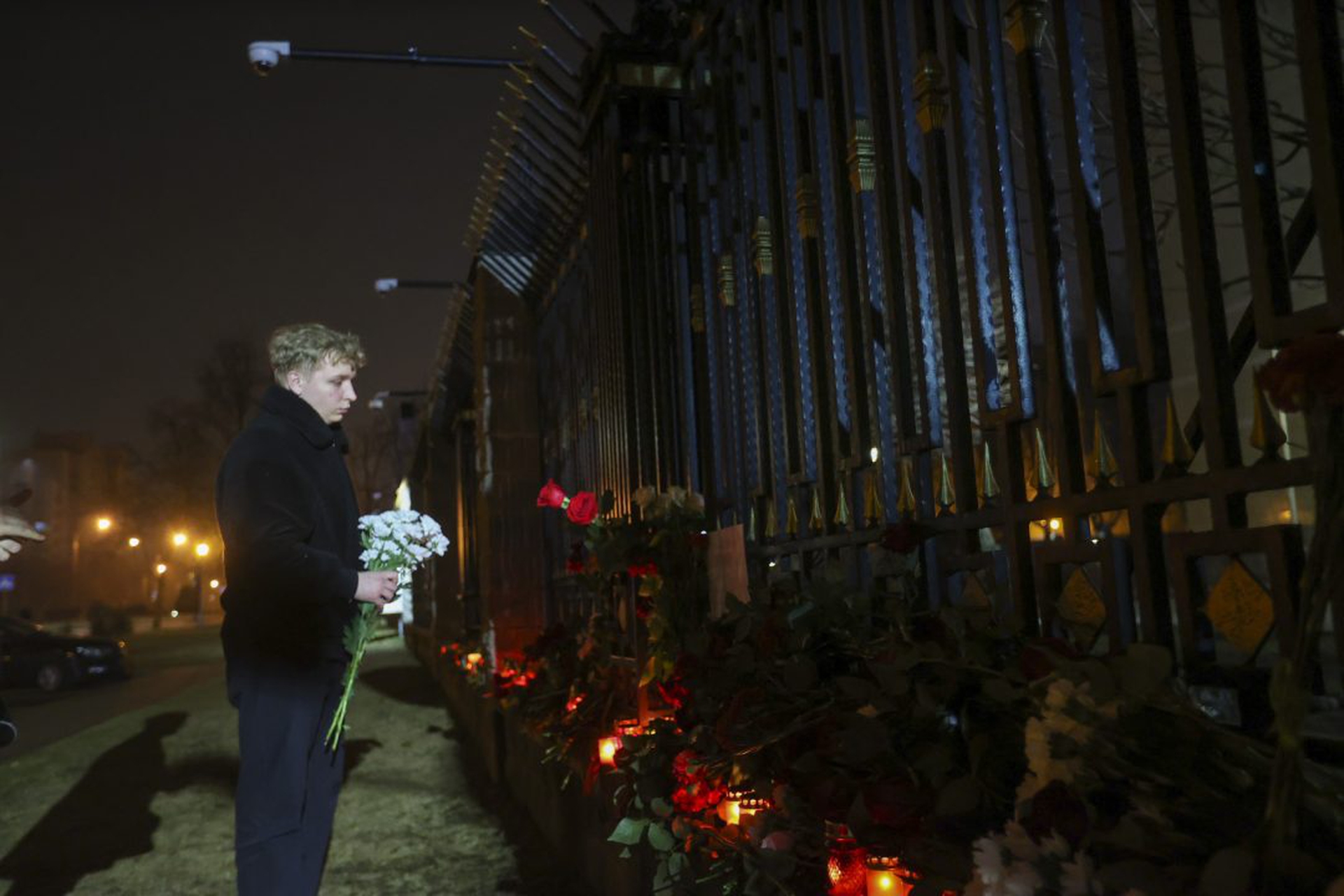 Belarusians gather in front of Russian Embassy in Minsk to mourn victims of concert hall attack in Moscow