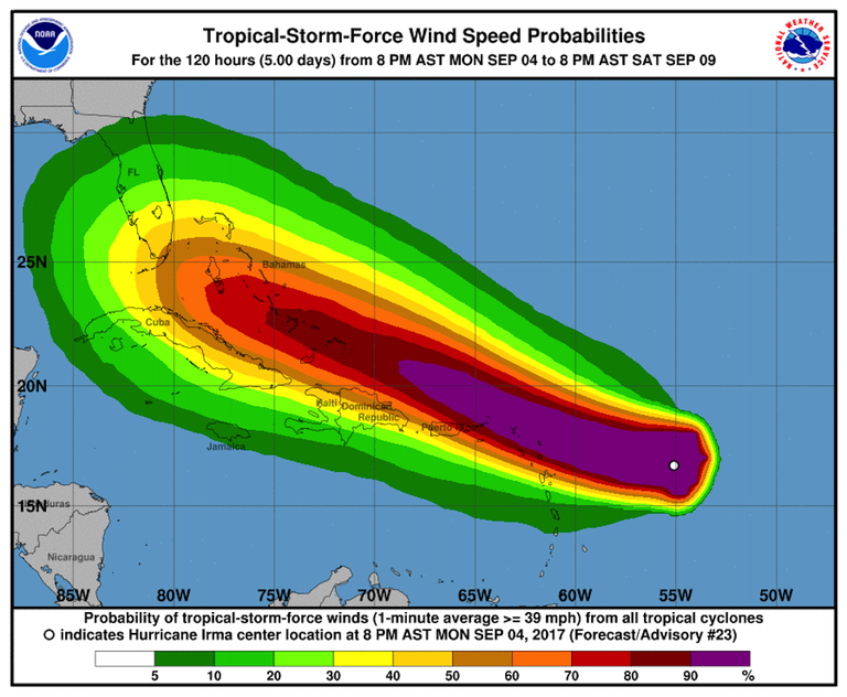 Uragano Irma traiettoria